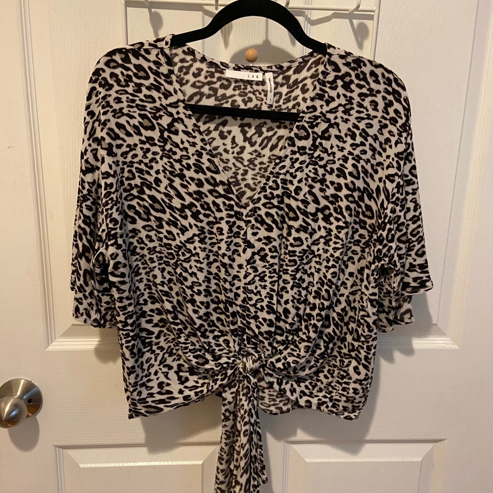 Knotted V-neck Blouse